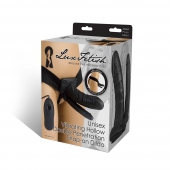 Полый страпон с двумя отростками и вибрацией Unisex Vibrating Hollow Strap-On Double Penetrating Dildo - 17,8 см. - Lux Fetish - купить с доставкой в Златоусте