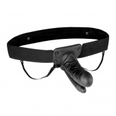 Полый страпон с двумя отростками и вибрацией Unisex Vibrating Hollow Strap-On Double Penetrating Dildo - 17,8 см. - Lux Fetish - купить с доставкой в Златоусте