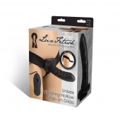 Чёрный полый страпон с вибрацией Unisex Vibrating Hollow Strap-On - 14 см. - Lux Fetish - купить с доставкой в Златоусте