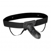Чёрный полый страпон с вибрацией Unisex Vibrating Hollow Strap-On - 14 см. - Lux Fetish - купить с доставкой в Златоусте