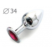 Коническая серебристая анальная втулка с малиновым кристаллом - 8,2 см. - Anal Jewelry Plug - купить с доставкой в Златоусте