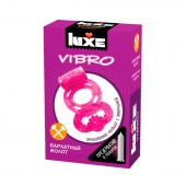 Розовое эрекционное виброкольцо Luxe VIBRO  Бархатный молот  + презерватив - Luxe - в Златоусте купить с доставкой
