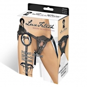 Черные трусики для страпона из патентованной кожи - Lux Fetish - купить с доставкой в Златоусте