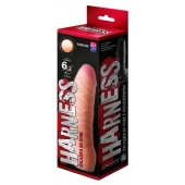 Телесная изогнутая насадка на Harness с коннектором BLACK LINE - 17 см. - LOVETOY (А-Полимер) - купить с доставкой в Златоусте