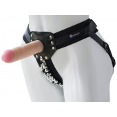 Черный пояс-трусики с насадкой  Гламур Dana  - 15,5 см. - LOVETOY (А-Полимер) - купить с доставкой в Златоусте