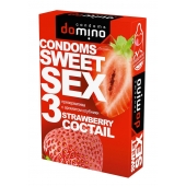 Презервативы для орального секса DOMINO Sweet Sex с ароматом клубничного коктейля  - 3 шт. - Domino - купить с доставкой в Златоусте