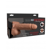 Кофейный перезаряжаемый вибрострапон 7  Hollow Rechargeable Strap-on with Balls - 20,3 см. - Pipedream - купить с доставкой в Златоусте