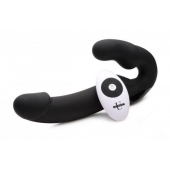 Черный безремневой страпон Urge Silicone Strap On с пультом ДУ - 24 см. - XR Brands - купить с доставкой в Златоусте
