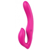 Ярко-розовый безремневой страпон REMOTE DOUBLE DIPPER - 22 см. - Dream Toys - купить с доставкой в Златоусте