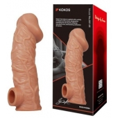 Телесная насадка на фаллос с отверстием для мошонки EXTREME SLEEVE - 17,6 см. - KOKOS - в Златоусте купить с доставкой