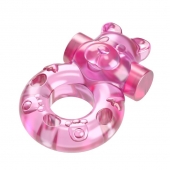 Розовое эрекционное виброкольцо на пенис Pink Bear - Baile - в Златоусте купить с доставкой