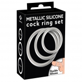 Набор из 3 эрекционных колец под металл Metallic Silicone Cock Ring Set - Orion - в Златоусте купить с доставкой