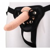Телесный страпон на черных трусиках STRAP ON REAL DILDO - 20 см. - Dream Toys - купить с доставкой в Златоусте