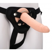Телесный страпон на черных трусиках STRAP ON REAL DILDO - 20 см. - Dream Toys - купить с доставкой в Златоусте