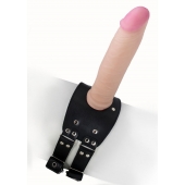 Черный узкий пояс на бедро с телесной насадкой - LOVETOY (А-Полимер) - купить с доставкой в Златоусте