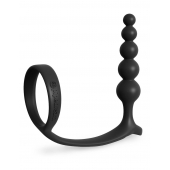 Черная анальная цепочка с эрекционным кольцом Ass-gasm Cockring Anal Beads - Pipedream - в Златоусте купить с доставкой