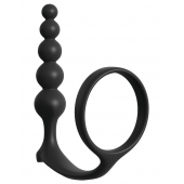 Черная анальная цепочка с эрекционным кольцом Ass-gasm Cockring Anal Beads - Pipedream - в Златоусте купить с доставкой