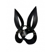 Черная кожаная маска зайки Miss Bunny - БДСМ Арсенал - купить с доставкой в Златоусте