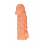 Телесная закрытая насадка с венками Cock Sleeve Size M - 15,6 см. - KOKOS - в Златоусте купить с доставкой