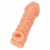 Телесная закрытая насадка с венками Cock Sleeve Size M - 15,6 см. - KOKOS - в Златоусте купить с доставкой