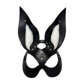 Черная маска зайки с белым мехом на ушках Miss Bunny - БДСМ Арсенал - купить с доставкой в Златоусте