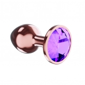 Пробка цвета розового золота с фиолетовым кристаллом Diamond Amethyst Shine L - 8,3 см. - Lola Games - купить с доставкой в Златоусте