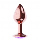 Пробка цвета розового золота с фиолетовым кристаллом Diamond Amethyst Shine L - 8,3 см. - Lola Games - купить с доставкой в Златоусте
