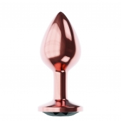 Пробка цвета розового золота с черным кристаллом Diamond Jet Shine L - 8,3 см. - Lola Games - купить с доставкой в Златоусте