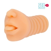 Телесный мастурбатор-ротик с высунутым язычком - Bior toys - в Златоусте купить с доставкой