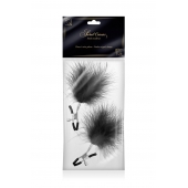 Зажимы на соски с черными пуховыми кисточками Sweet Caress Feather Nipple Clumps - Sweet Caress - купить с доставкой в Златоусте