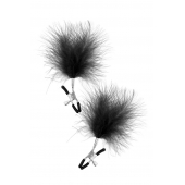 Зажимы на соски с черными пуховыми кисточками Sweet Caress Feather Nipple Clumps - Sweet Caress - купить с доставкой в Златоусте