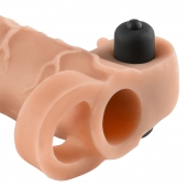 Телесная вибронасадка с кольцом Vibrating Real Feel 2 Extension - 16 см. - Pipedream - в Златоусте купить с доставкой