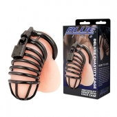 Черная металлическая клетка с замком Deluxe Chastity Cage - BlueLine - купить с доставкой в Златоусте