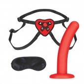 Красный поясной фаллоимитатор Red Heart Strap on Harness   5in Dildo Set - 12,25 см. - Lux Fetish - купить с доставкой в Златоусте