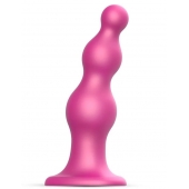 Розовая насадка Strap-On-Me Dildo Plug Beads size S - Strap-on-me - купить с доставкой в Златоусте