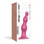 Розовая насадка Strap-On-Me Dildo Plug Beads size L - Strap-on-me - купить с доставкой в Златоусте