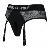 Черные трусики для насадок Diva Lingerie Harness - size S - Strap-on-me - купить с доставкой в Златоусте