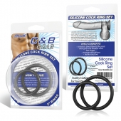 Набор из двух черных силиконовых колец разного диаметра SILICONE COCK RING SET - BlueLine - в Златоусте купить с доставкой