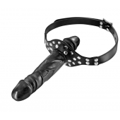 Черный кляп-фаллоимитатор Double Penis Gag - Fetish Tentation - купить с доставкой в Златоусте