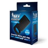 Черная открытая насадка на пенис с кольцом для мошонки XXXL-size - 9,9 см. - Sex Expert - в Златоусте купить с доставкой
