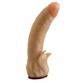 Телесная гелевая насадка-фаллос с клиторальными лепестками - 18,5 см. - LOVETOY (А-Полимер) - купить с доставкой в Златоусте