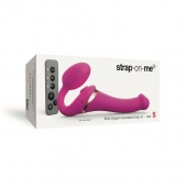 Ярко-розовый безремневой страпон Multi Orgasm Size S с клиторальной стимуляцией - Strap-on-me - купить с доставкой в Златоусте