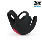 Черная вибронасадка на пенис и мошонку Sex Expert - Sex Expert - в Златоусте купить с доставкой