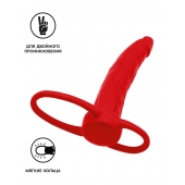 Красная насадка на пенис для двойного проникновения Black Red - 16,5 см. - ToyFa - купить с доставкой в Златоусте