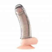 Текстурированная насадка на пенис Clear Textured Penis Enhancing Sleeve Extension - 16,5 см. - BlueLine - в Златоусте купить с доставкой