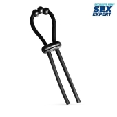 Черное эрекционное кольцо со стимулирующими бусинами - Sex Expert - в Златоусте купить с доставкой