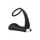 Черное эрекционное кольцо с вибропробкой Vibrating Anal Plug With Cockring - Dream Toys - в Златоусте купить с доставкой