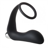 Черное эрекционное кольцо с вибропробкой Vibrating Anal Plug With Cockring - Dream Toys - в Златоусте купить с доставкой