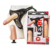 Телесный страпон Harness LESBI с вагинальной пробкой - 16,5 см. - LOVETOY (А-Полимер) - купить с доставкой в Златоусте