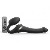 Черный безремневой страпон Multi Orgasm Size S с клиторальной стимуляцией - Strap-on-me - купить с доставкой в Златоусте